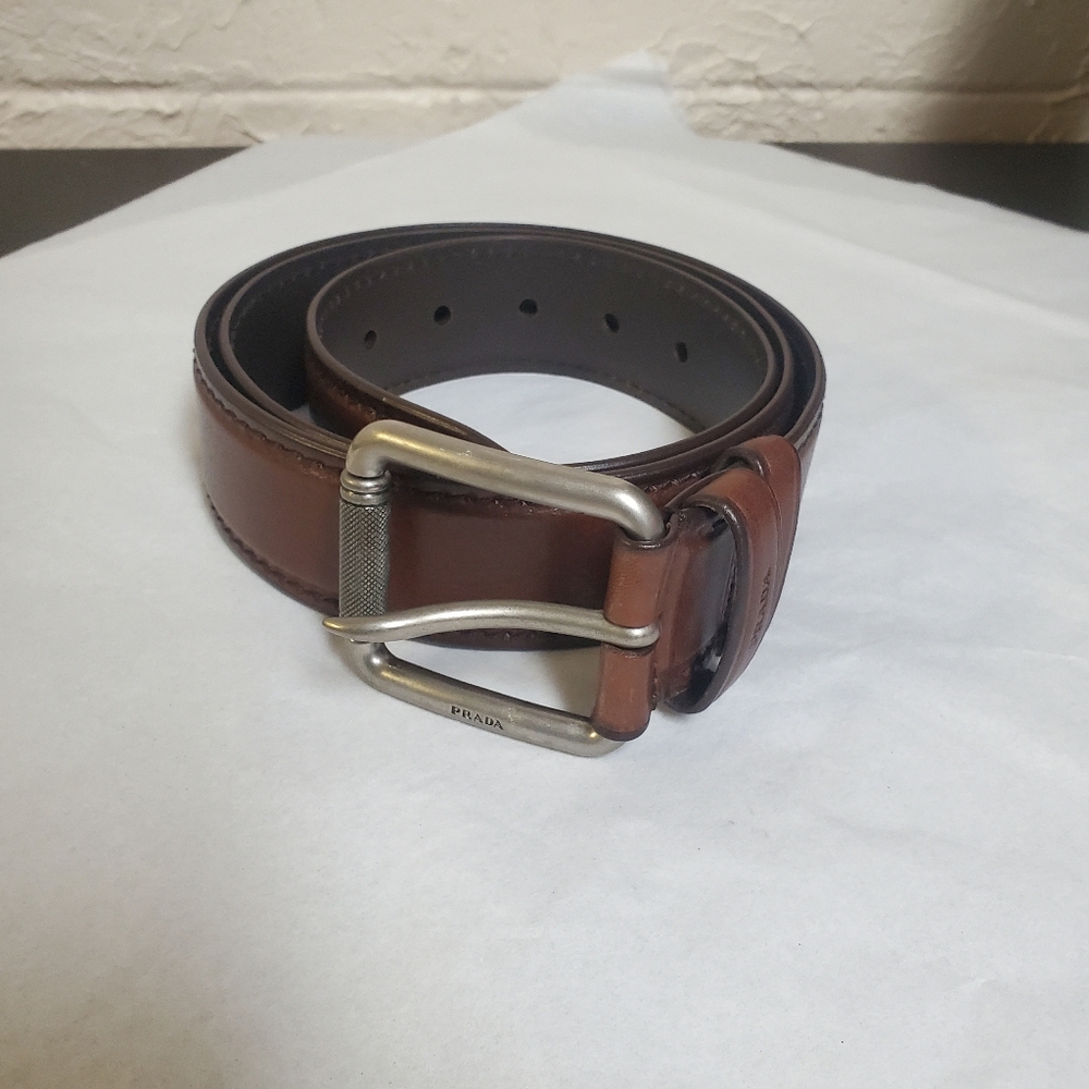 Prada Men Brown Leather Belt Size 105/42